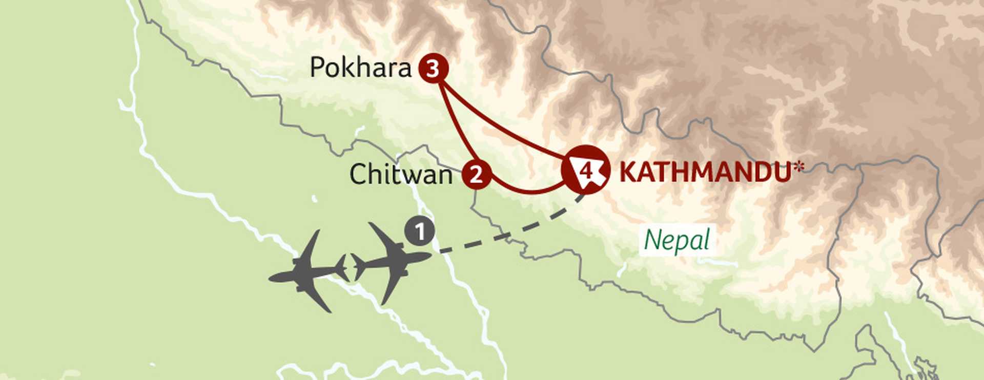 NEP map Classic Nepal Tour