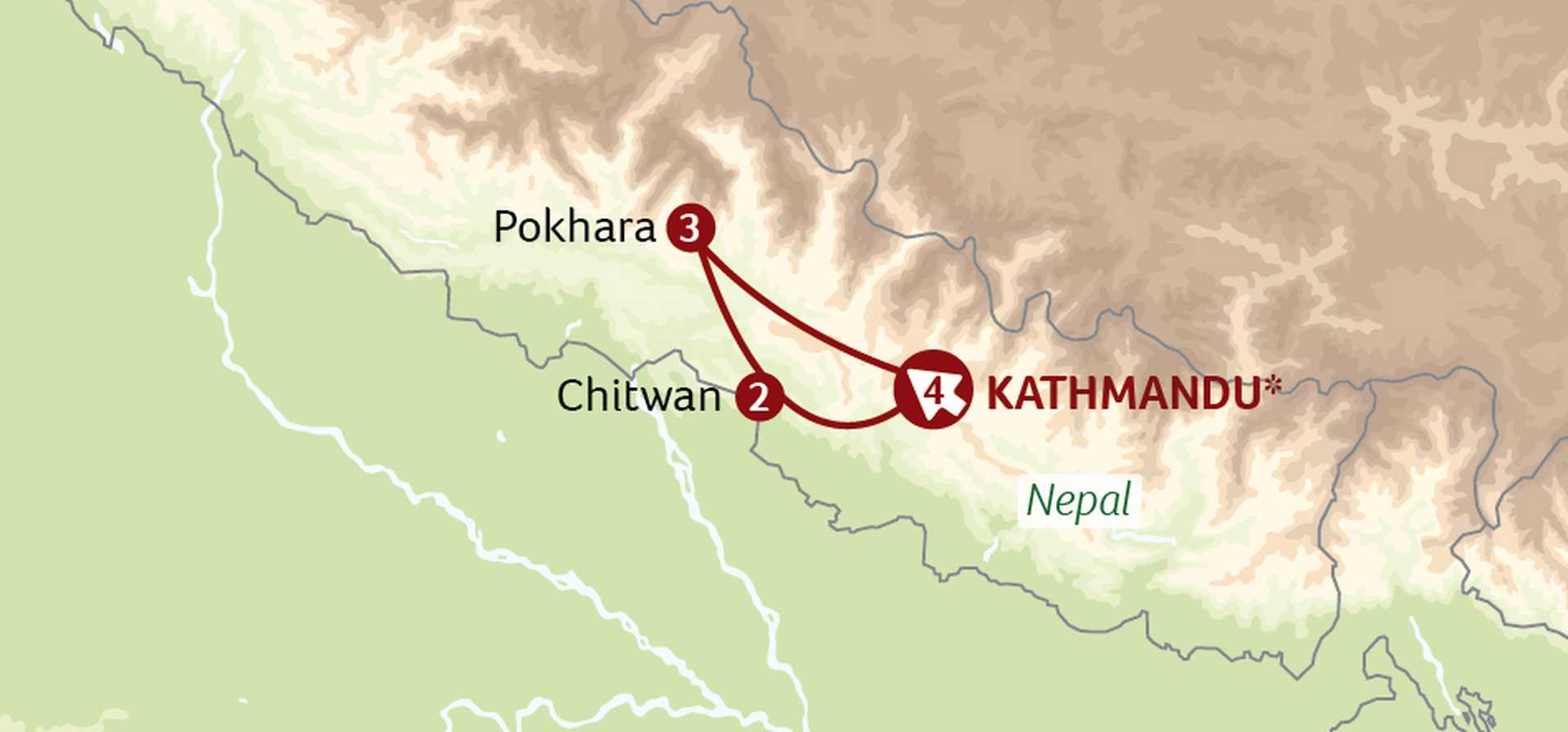 NEP map Classic Nepal Tour