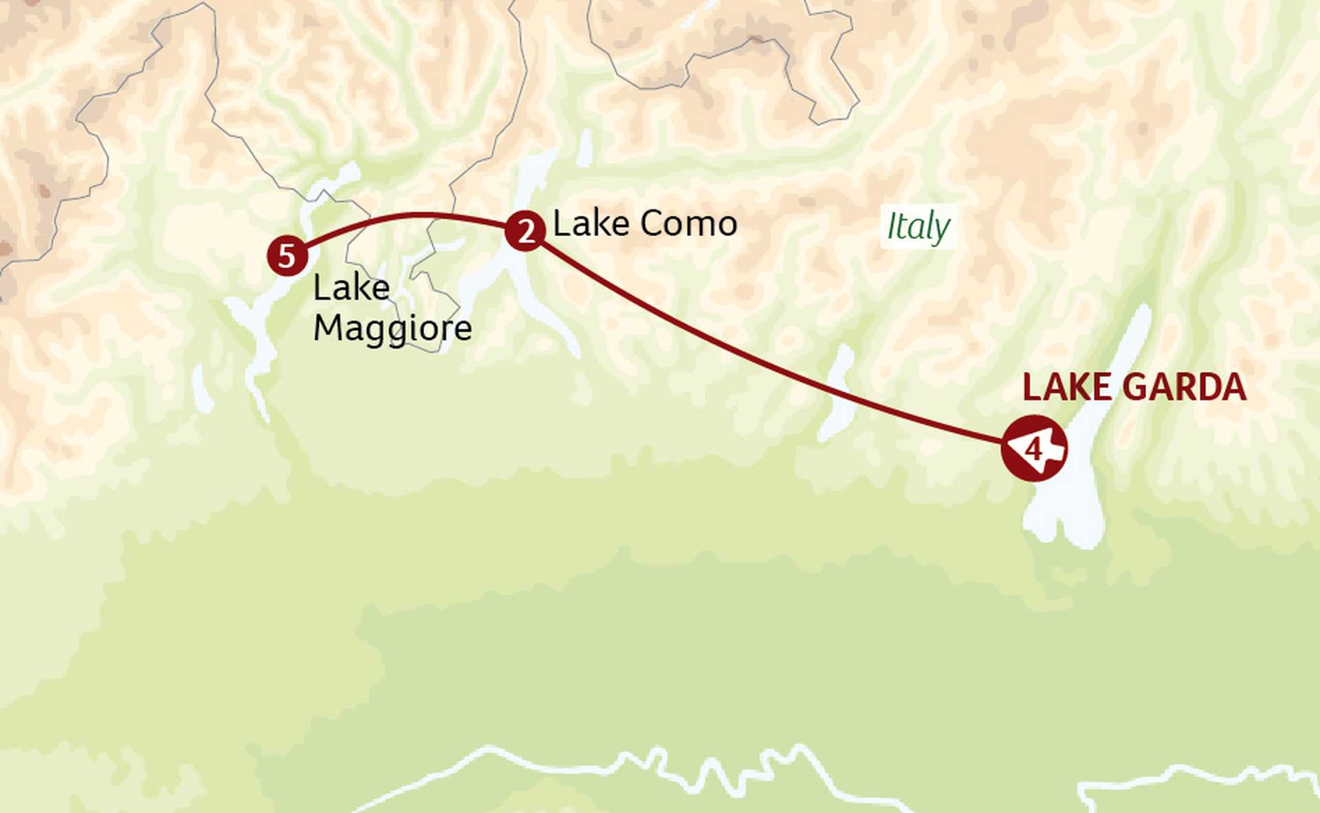MIL map Grand tour of Italy's Lakes