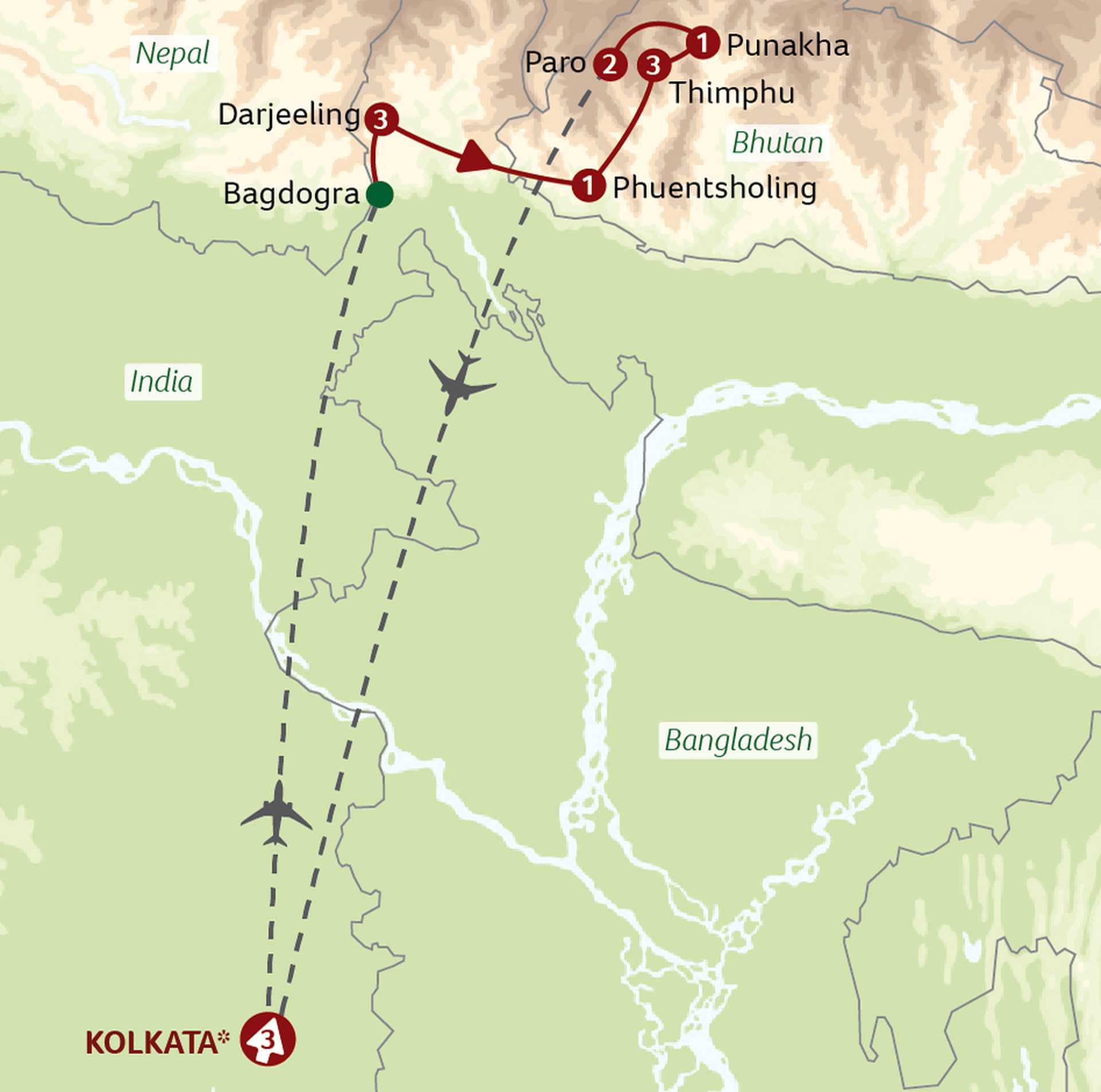 IBK India & Bhutan map