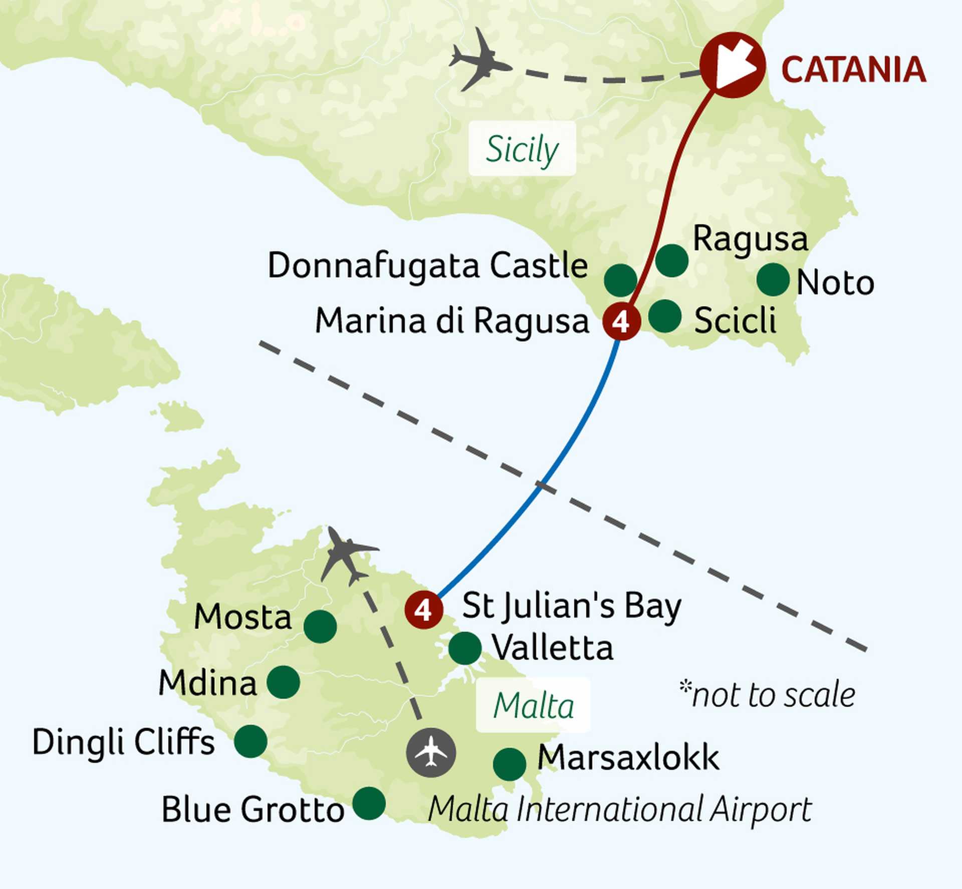 Titan Sicily and Malta touring map - ttsmt
