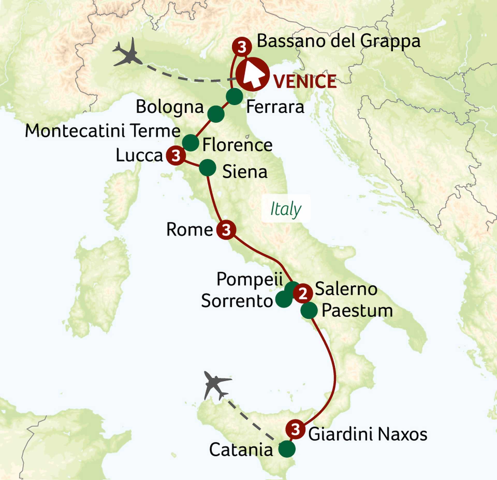 ITT - Grand Tour of Italy 2027 map