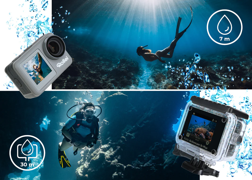 Wasserdicht bis zu 7m ohne Gehäuse und bis zu 30m mit Gehäuse