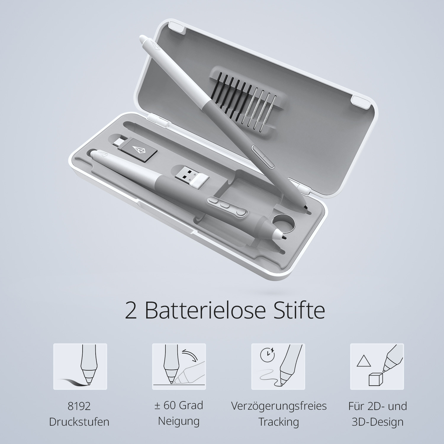 Zwei Stifte + Radierer