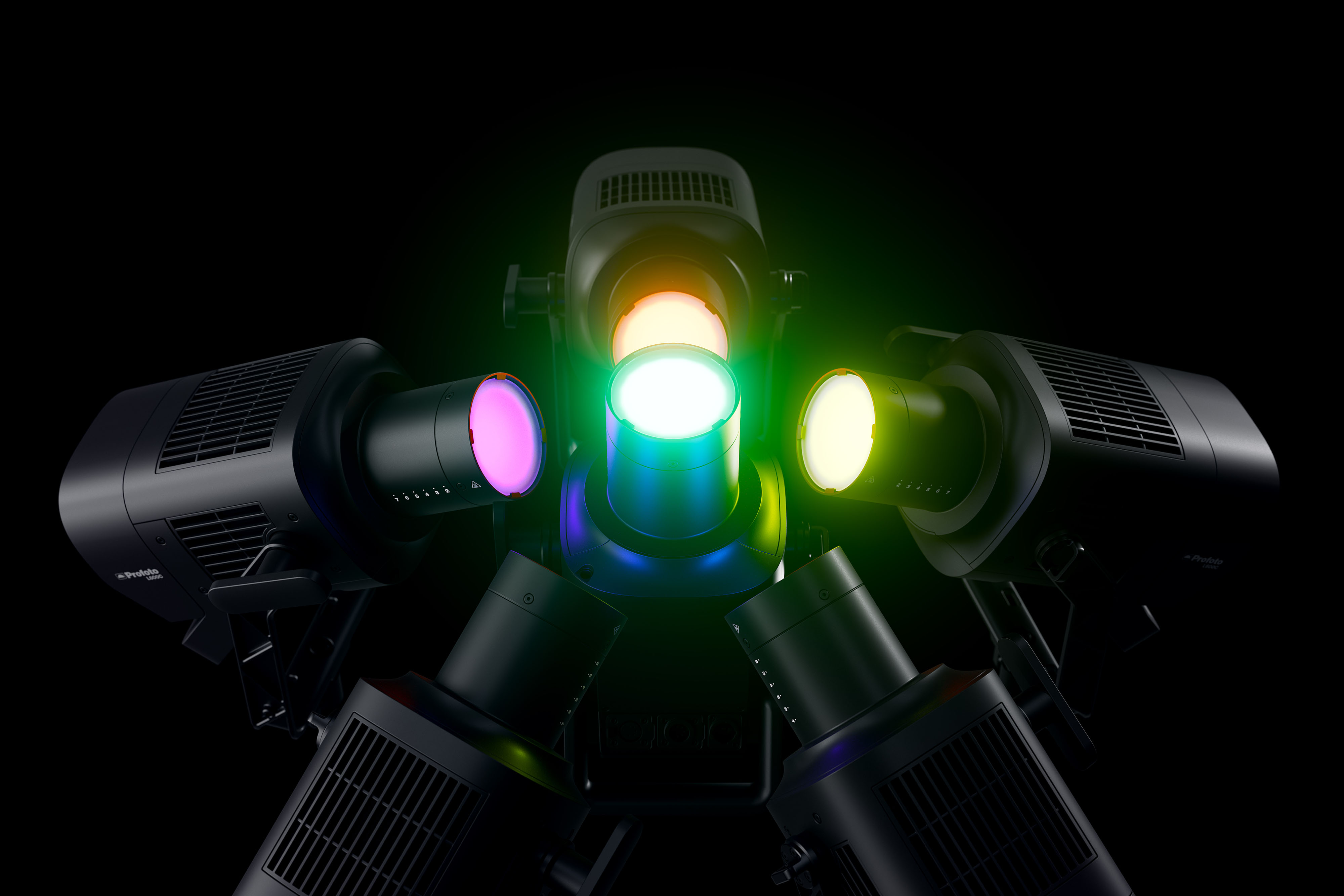 Verschiedene Lichtfarben mit dem Profoto L600C und L600D.