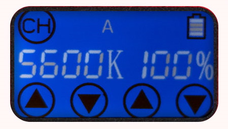LCD-Anzeige mit Dimmer-/Farbtemperaturwert
