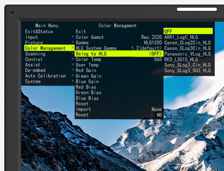 HDR/SDR De-log LUTs