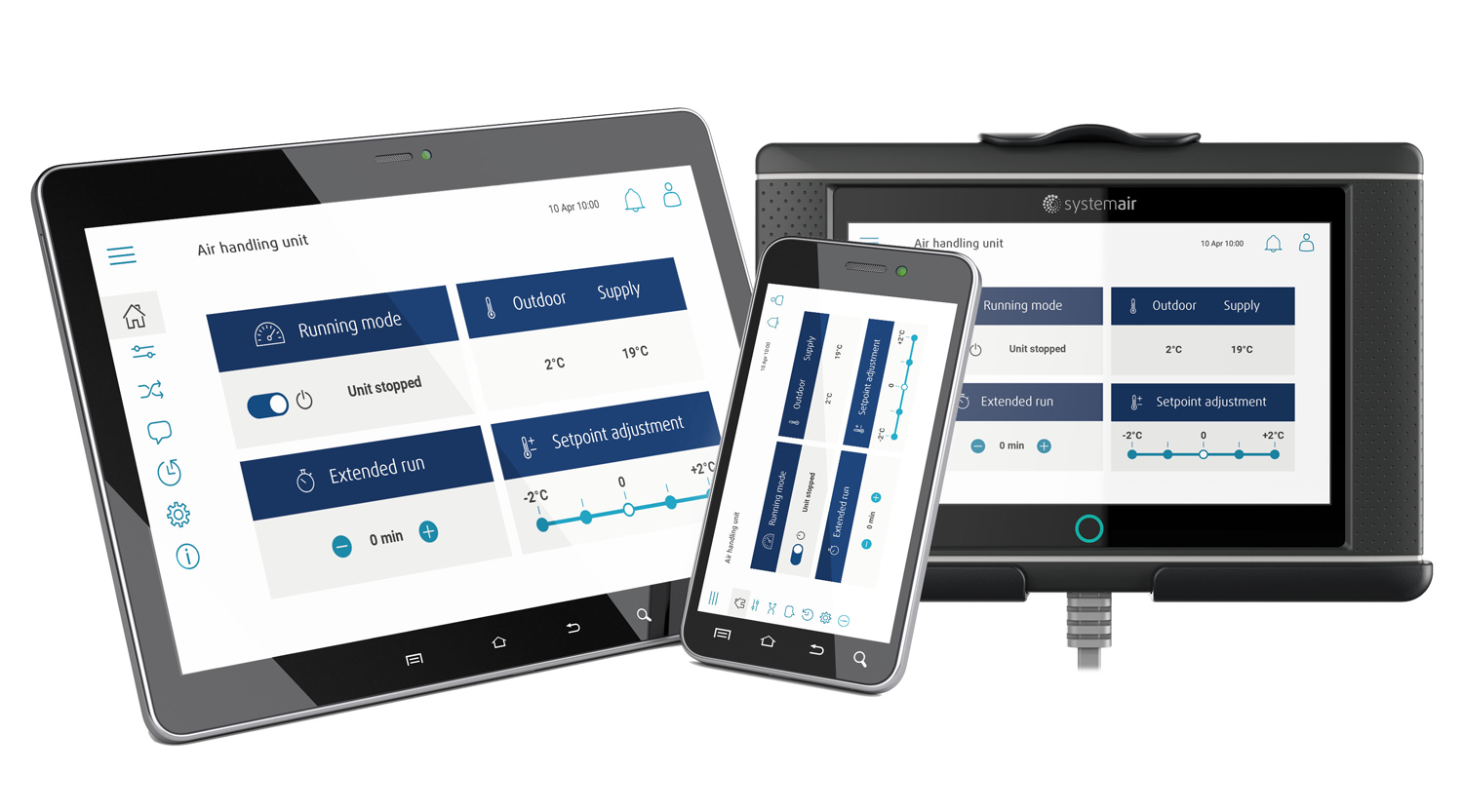 3D rendering of devices showing the Systemair Acccess control system