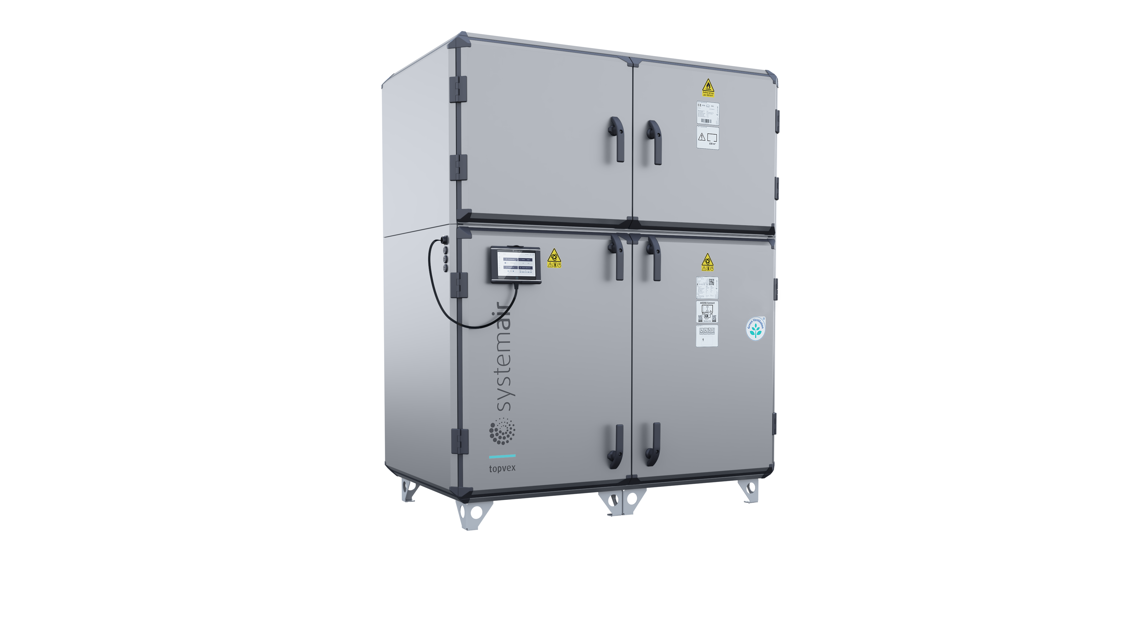 Topvex TRHP, Top connected air handling units with integrated reversible heat pump and airflow range: 900 up to 3.900 m³/h.