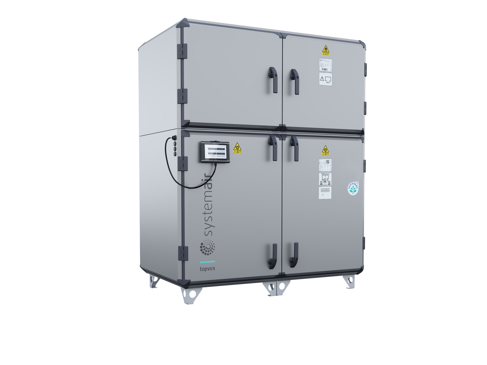 Topvex TRHP, Top connected air handling units with integrated reversible heat pump and airflow range: 900 up to 3.900 m³/h.