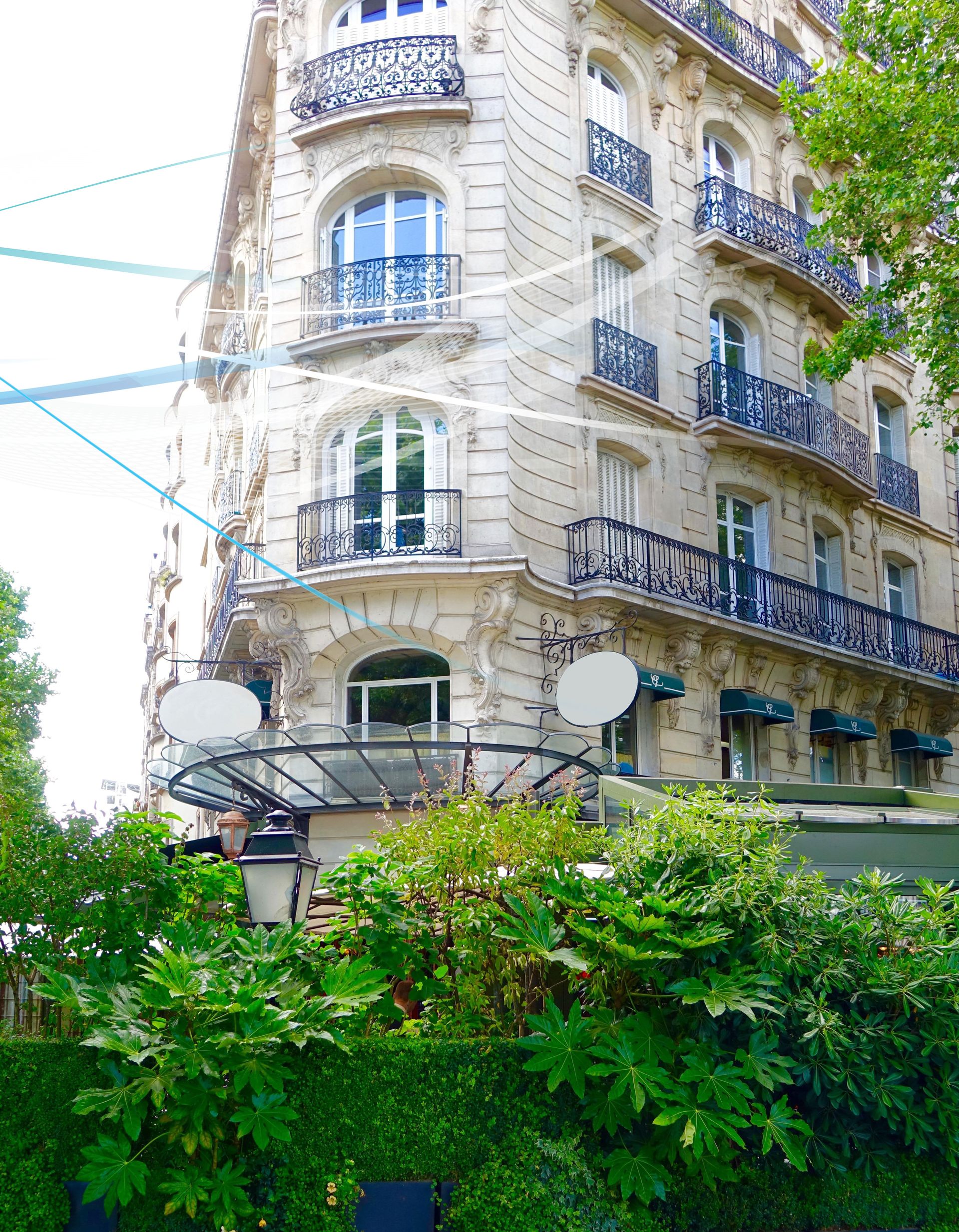 Façade de bâtiment avec verdure