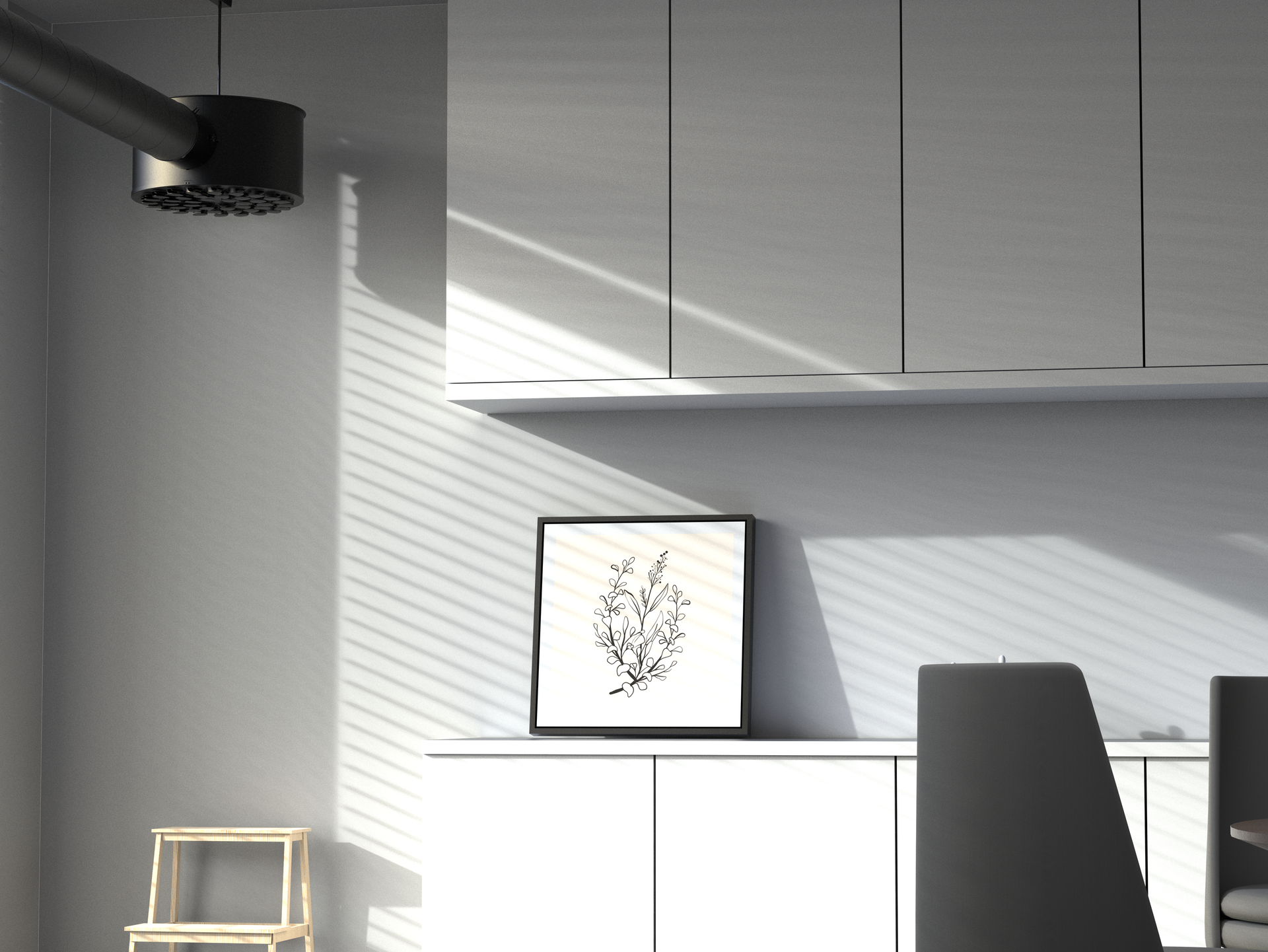 3D rendering of installed Systemair products from the Color campaign