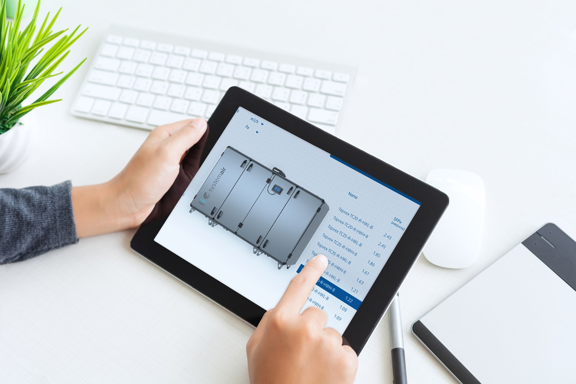Configurateur Systemair visuel sur tablette