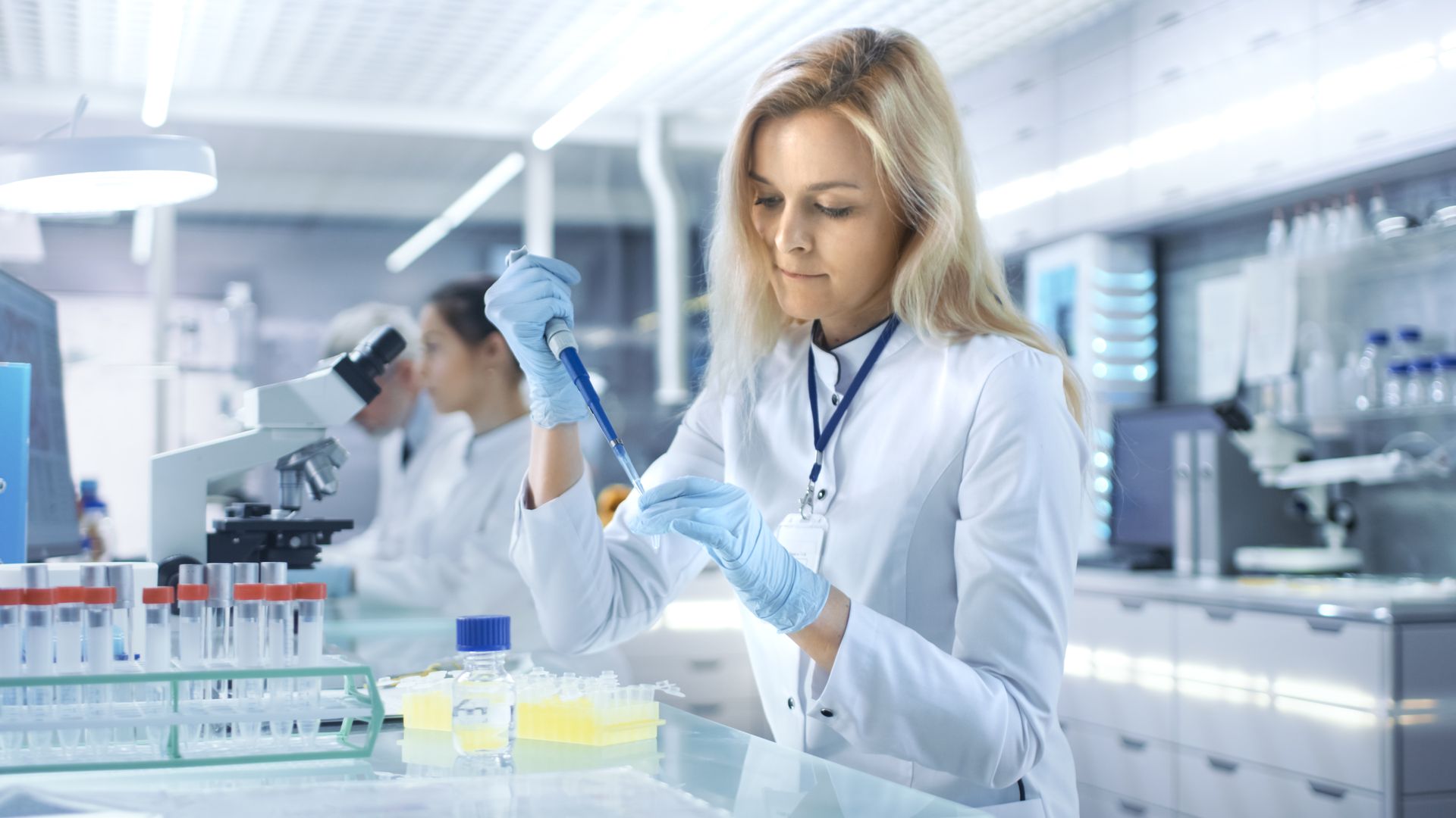 Stock photograph of a woman in a laboratory