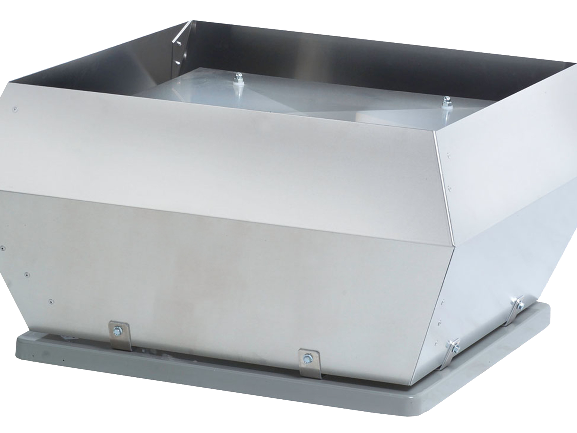 DV, Snelheidsregelbare, op het dak te monteren centrifugaalventilatoren. Ook beschikbaar in explosieveilige versies.