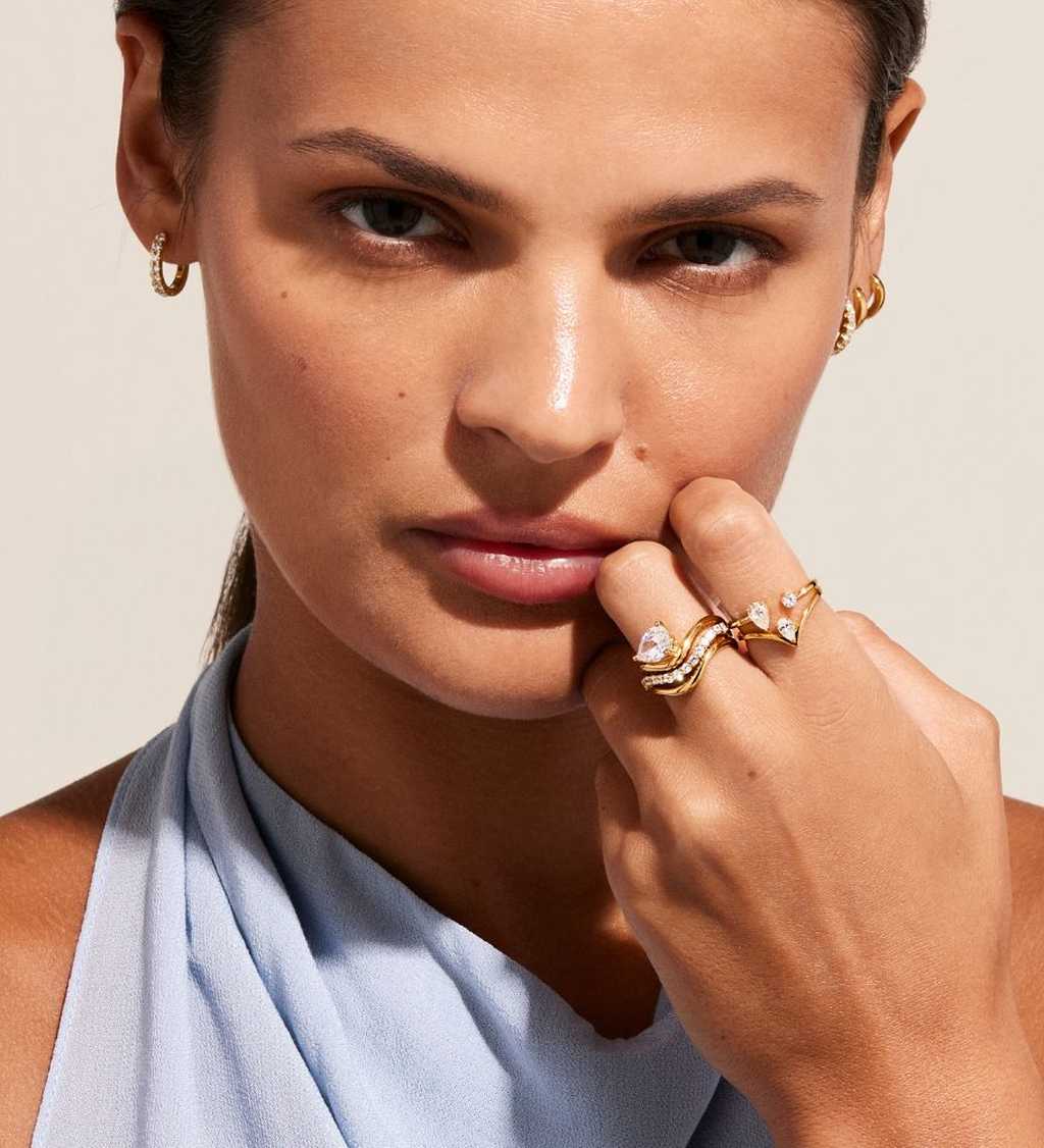 Damen Ring Silber 925 Vergoldet | Verstellbar 47-60 Mm | Mit Zirkonia | Geschenk Für Frauen