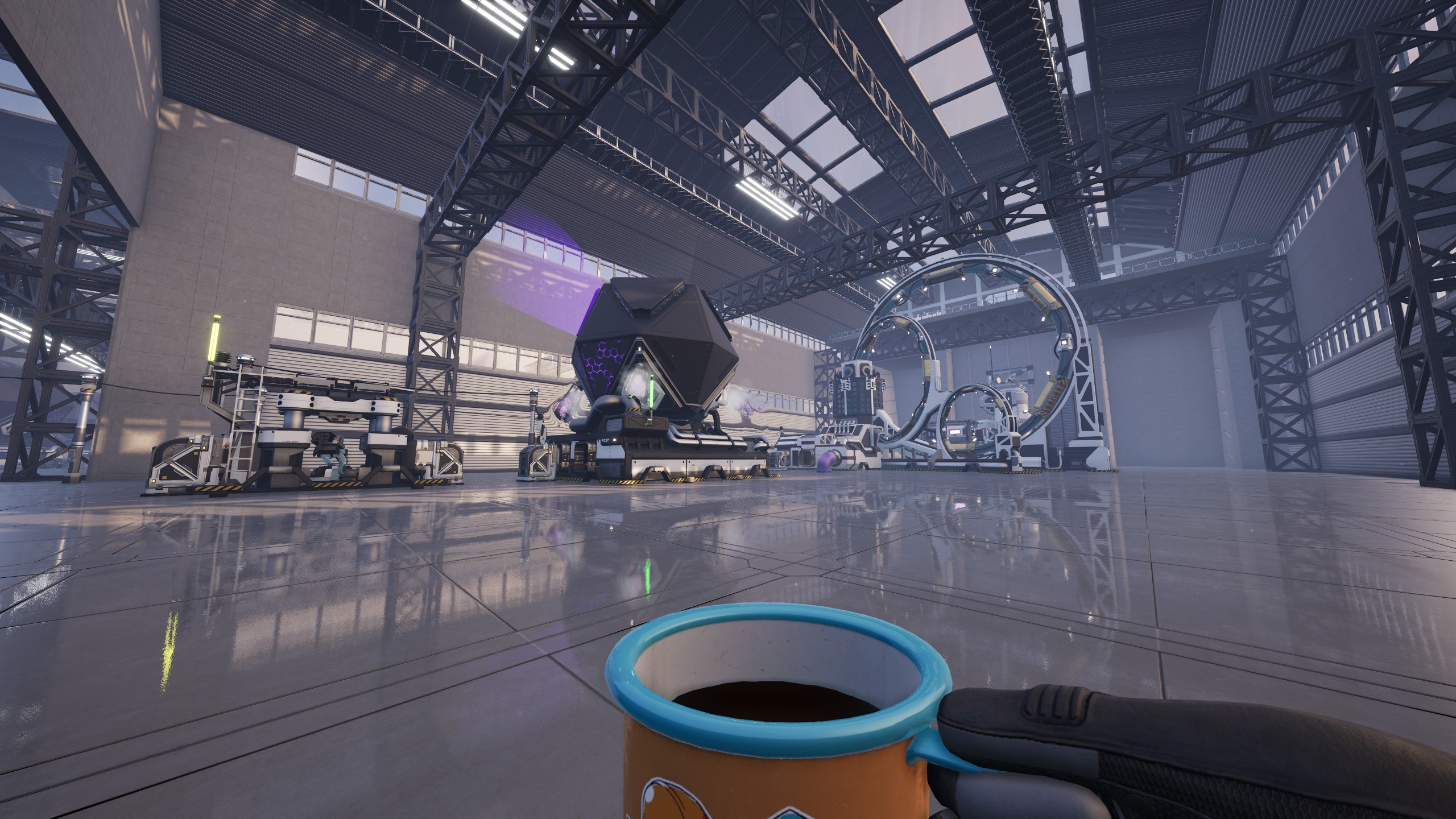 Large Satisfactory factory hall with room for assemblers after the first steel milestone