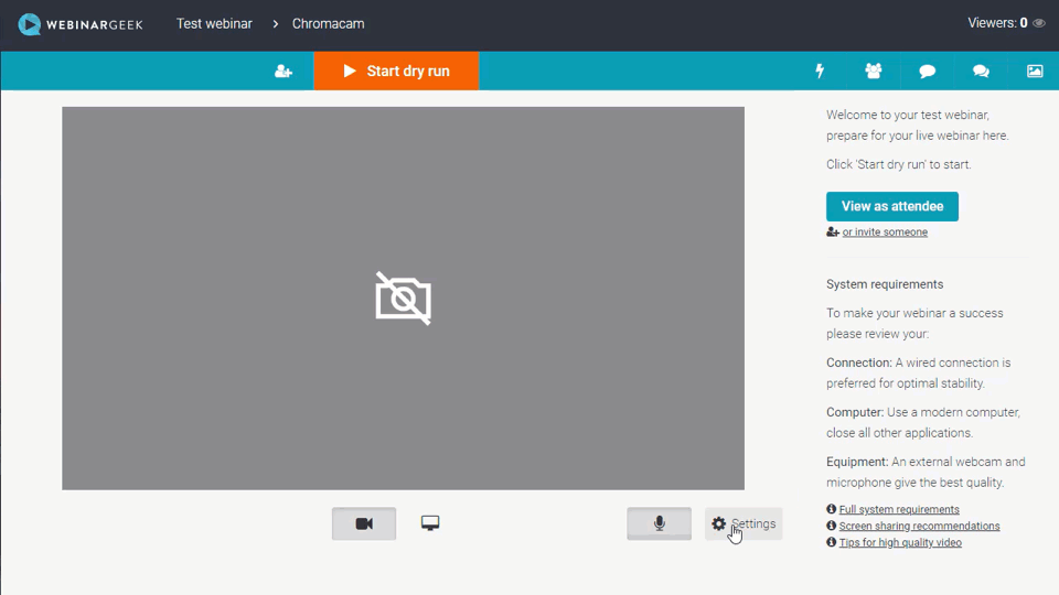 Animation of how to use ChromaCam in WebinarGeek