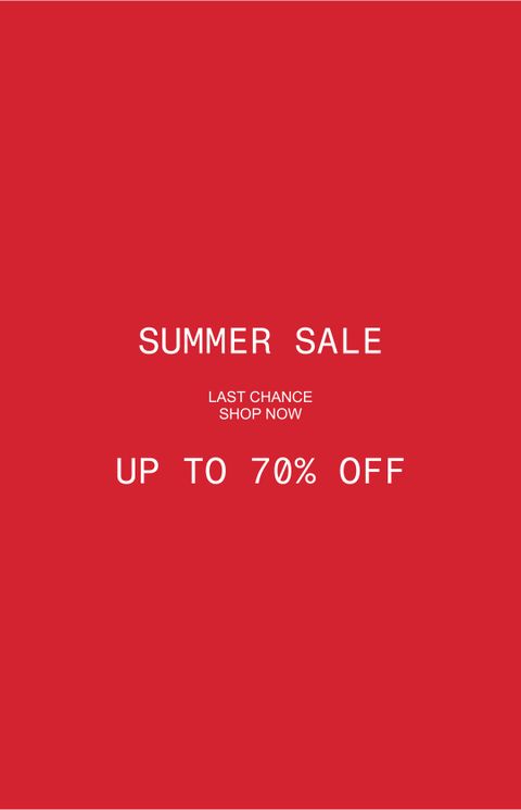 Red background with white text announcing a "Summer Sale" offering up to 70% off, labeled as "Last Chance, Shop Now."