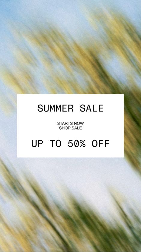 Blurred image with text overlay: "Summer Sale, Starts Now, Shop Sale, Up to 50% Off" on a white rectangle.