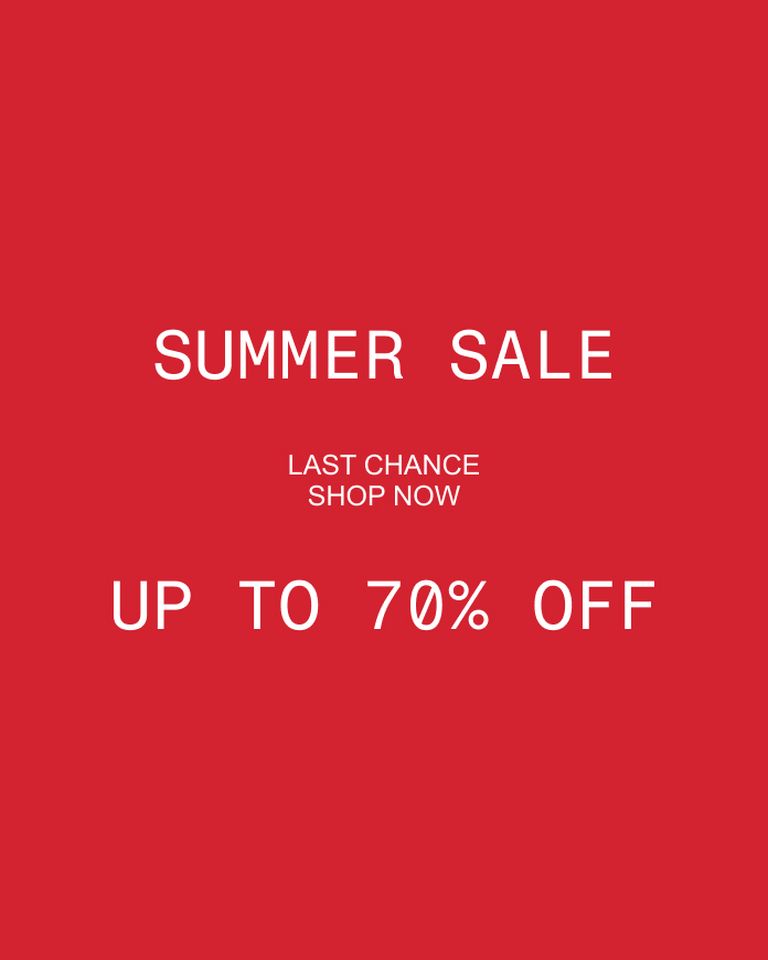 Red background with white text reading "SUMMER SALE," "LAST CHANCE SHOP NOW," and "UP TO 70% OFF."