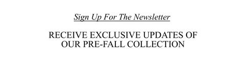 Text inviting users to sign up for a newsletter to receive exclusive updates on a pre-fall collection.