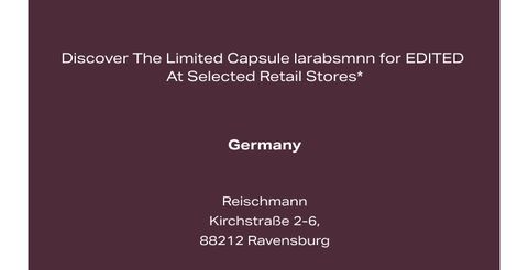 Text on a dark background promoting a limited capsule collection available at Reischmann, Kirchstraße 2-6, 88212 Ravensburg, Germany.