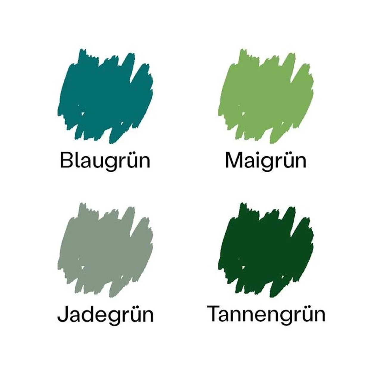 Blaugrün, Maigrün, Jadegrün, Tannengrün