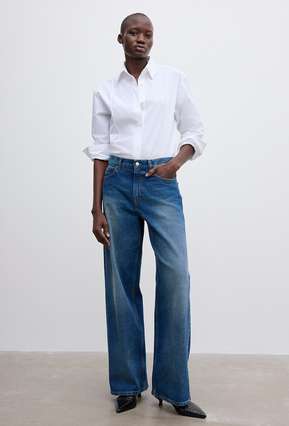 Wide Leg Denim - Dark blue