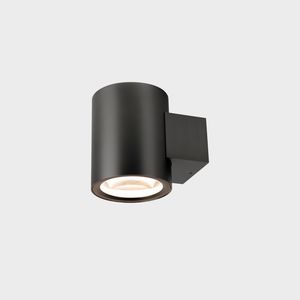 OCULUS Wandaufbauleuchte in Schwarz auf grauem Hintergrund.