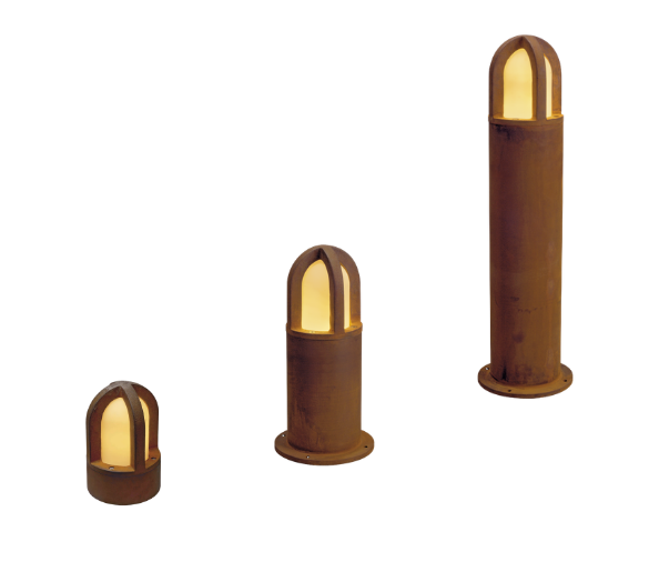 RUSTY® CONE (von links nach rechts) 25, 40 und 70 auf grauem Hintergrund.