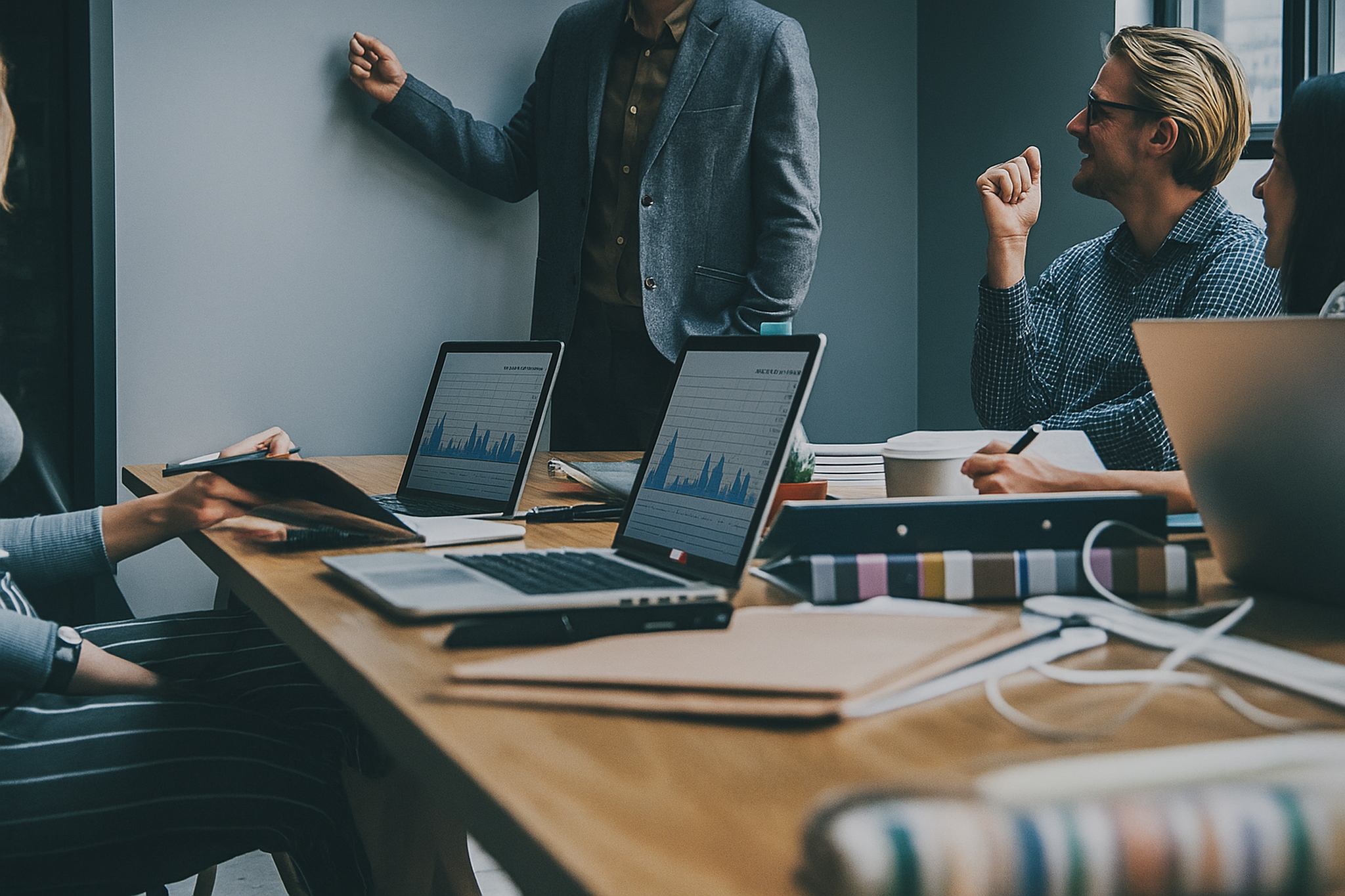 Office environment with clocked in employees
