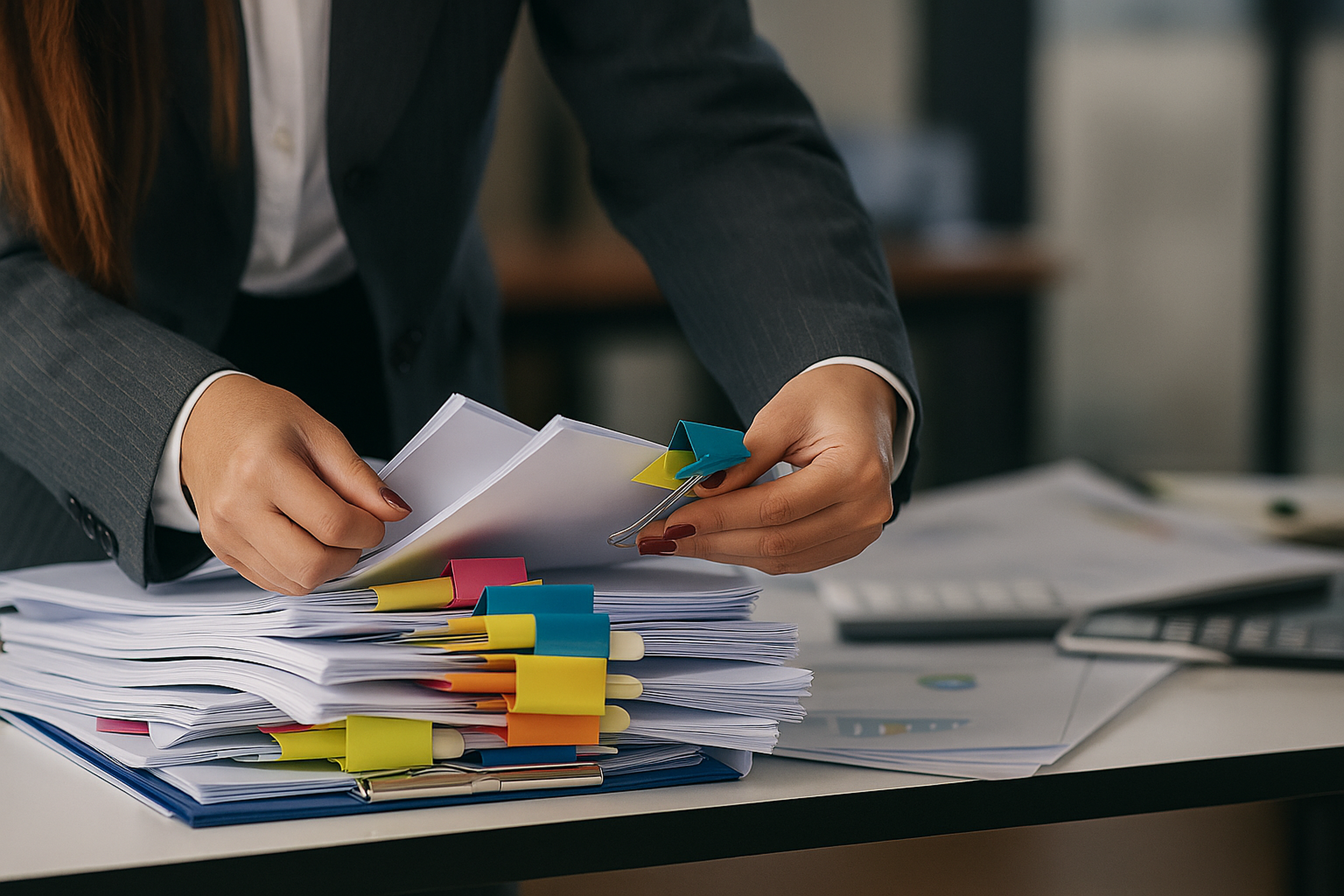 Lots of papers on a desk
