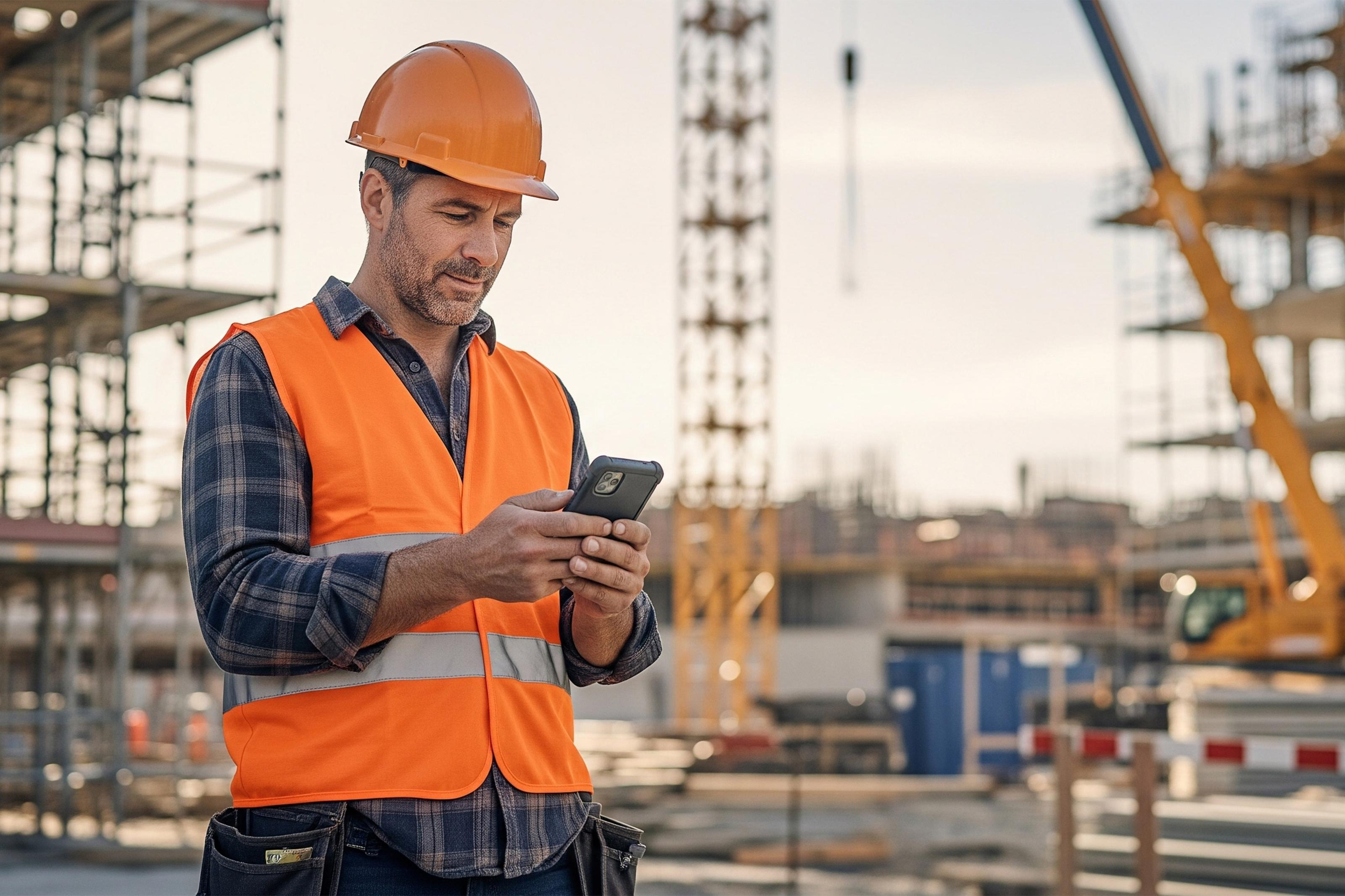 Employee using TimeMoto Mobile App on the go