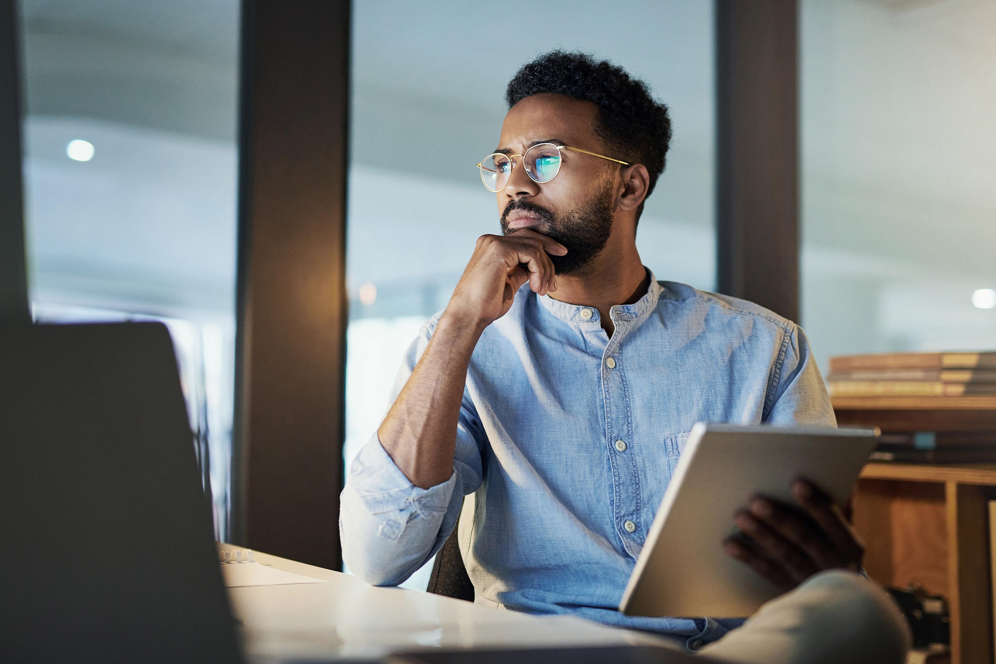 Person sitting in an office environment