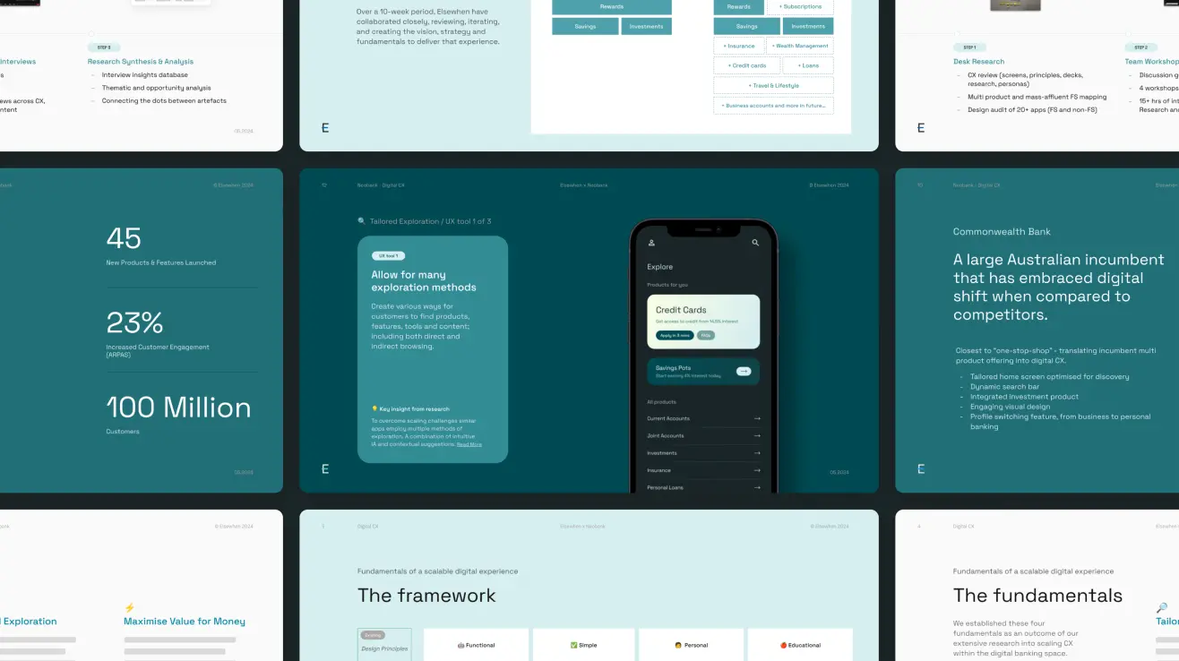 Neobanking CX design slides