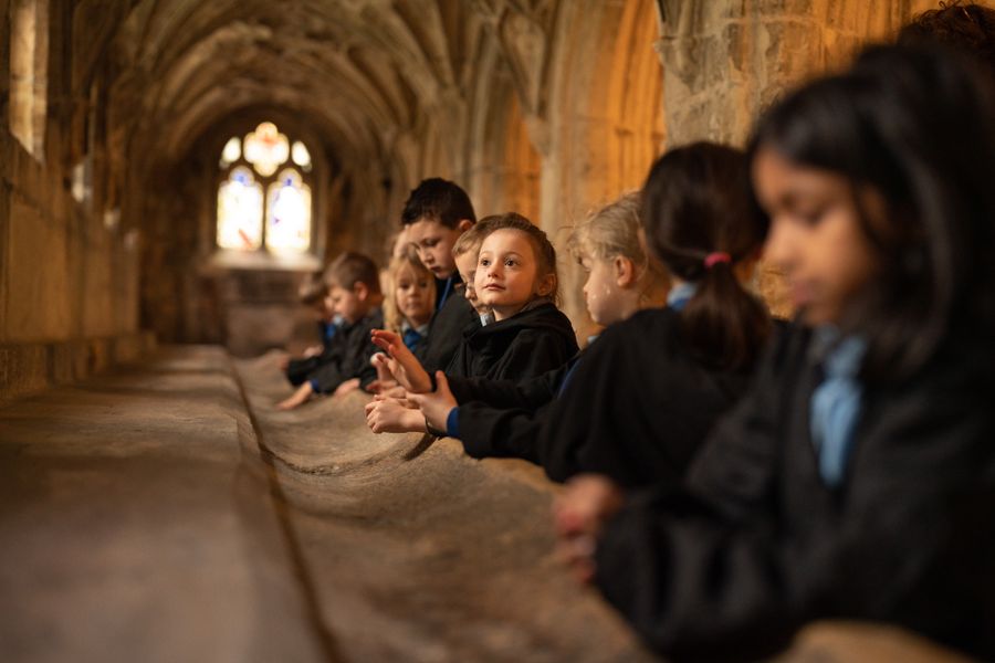 school children on a tour in the lavatorium