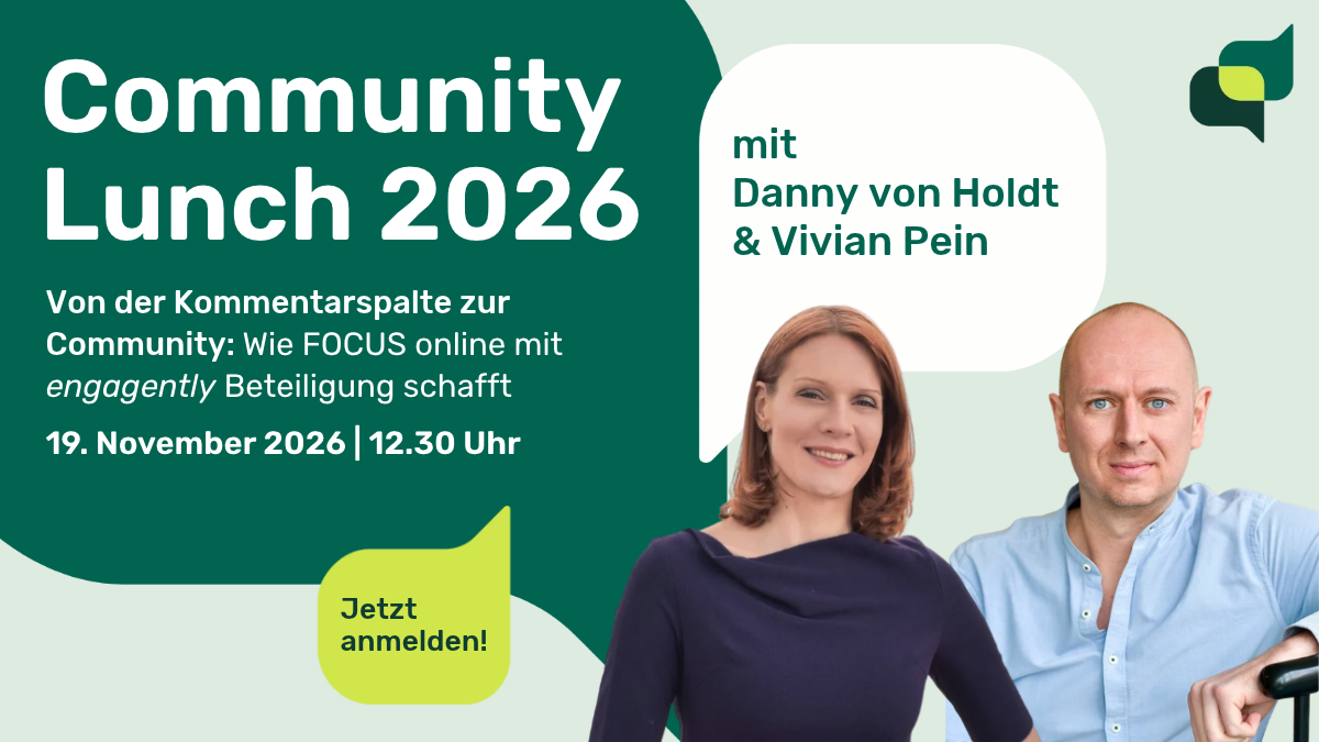 Promotional image for "Community Lunch 2026" featuring Danny von Holdt and Vivian Pein on November 19, 2026, at 12:30 PM.