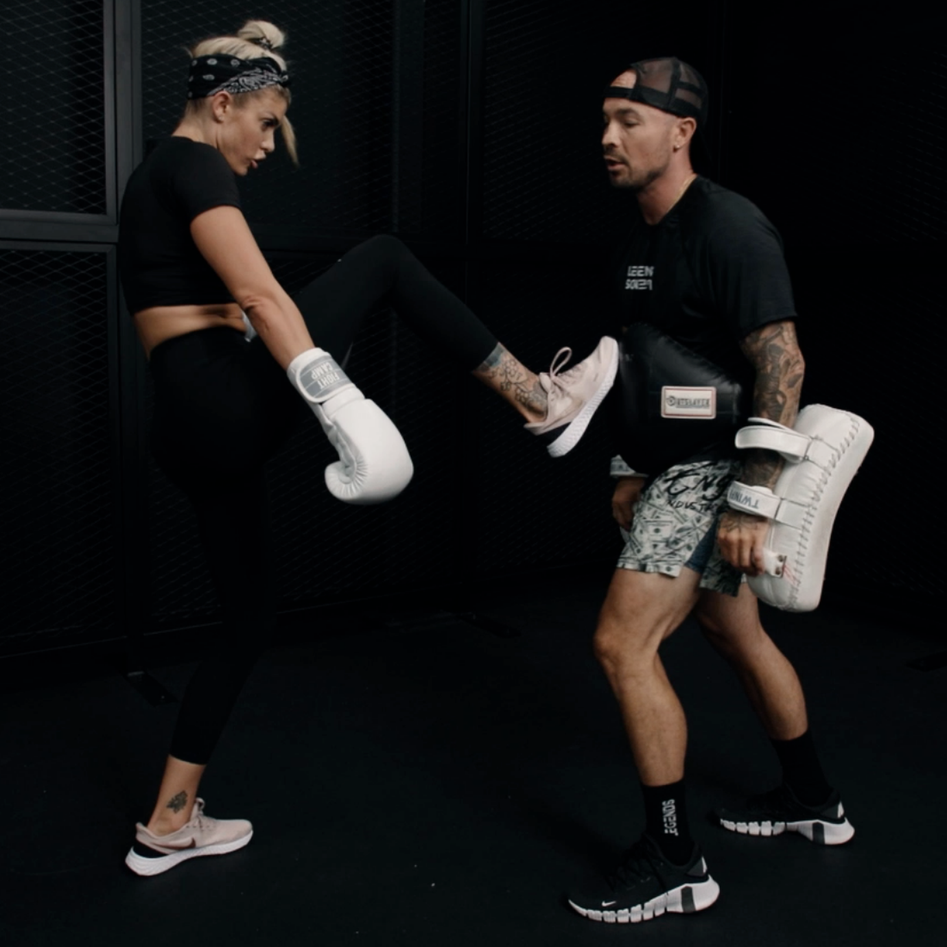 Aaron Swenson showing how to use a belly pad for front kicks