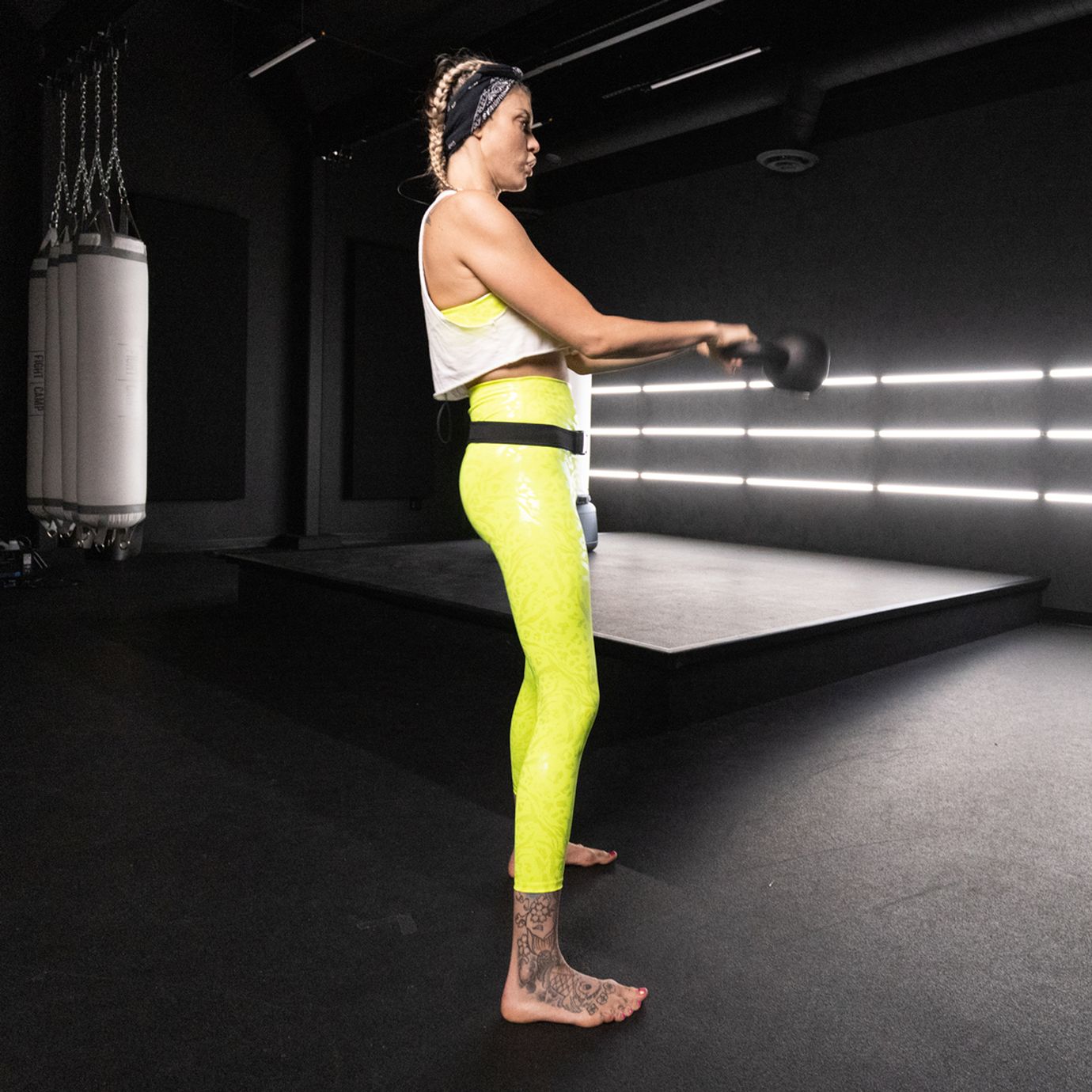 Shanie Smash Executing A Kettlebell Two Arm Swing