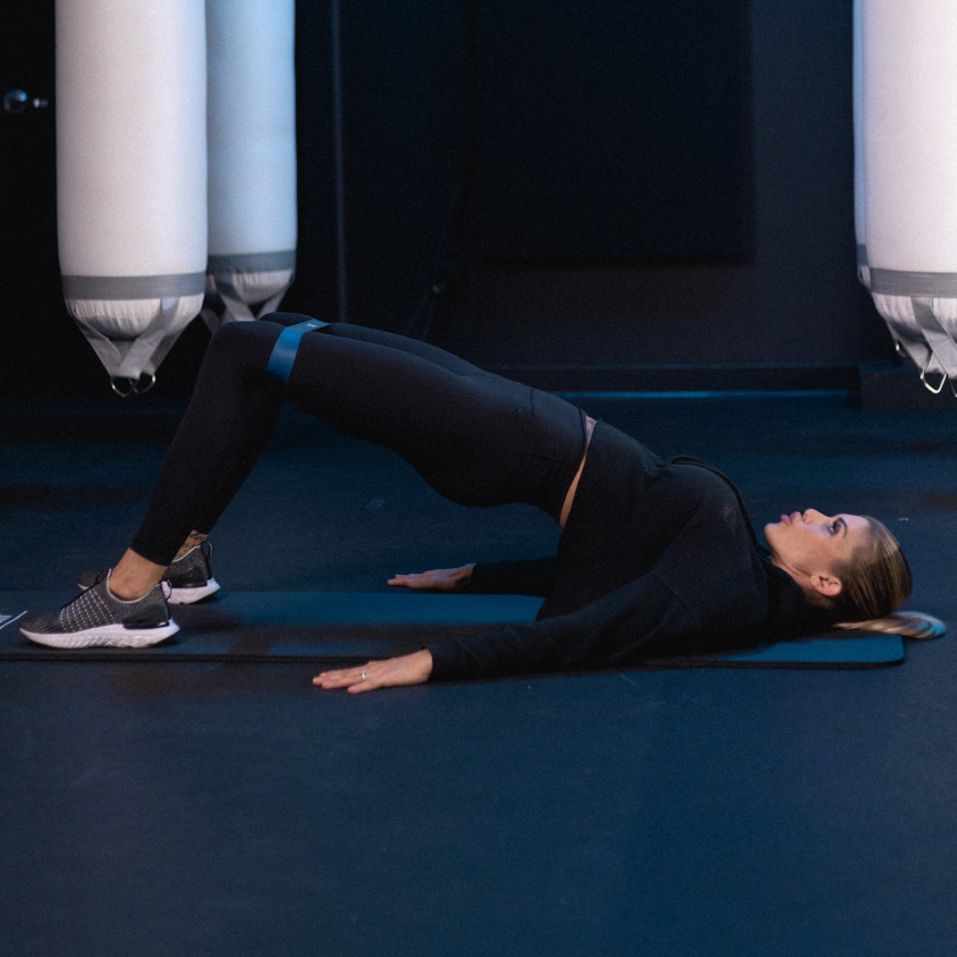 Glute bridges with a resistance band