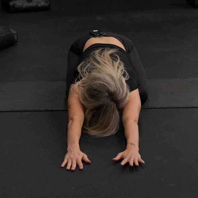 Shanie Smash Doing a Sit Back Rest Stretch