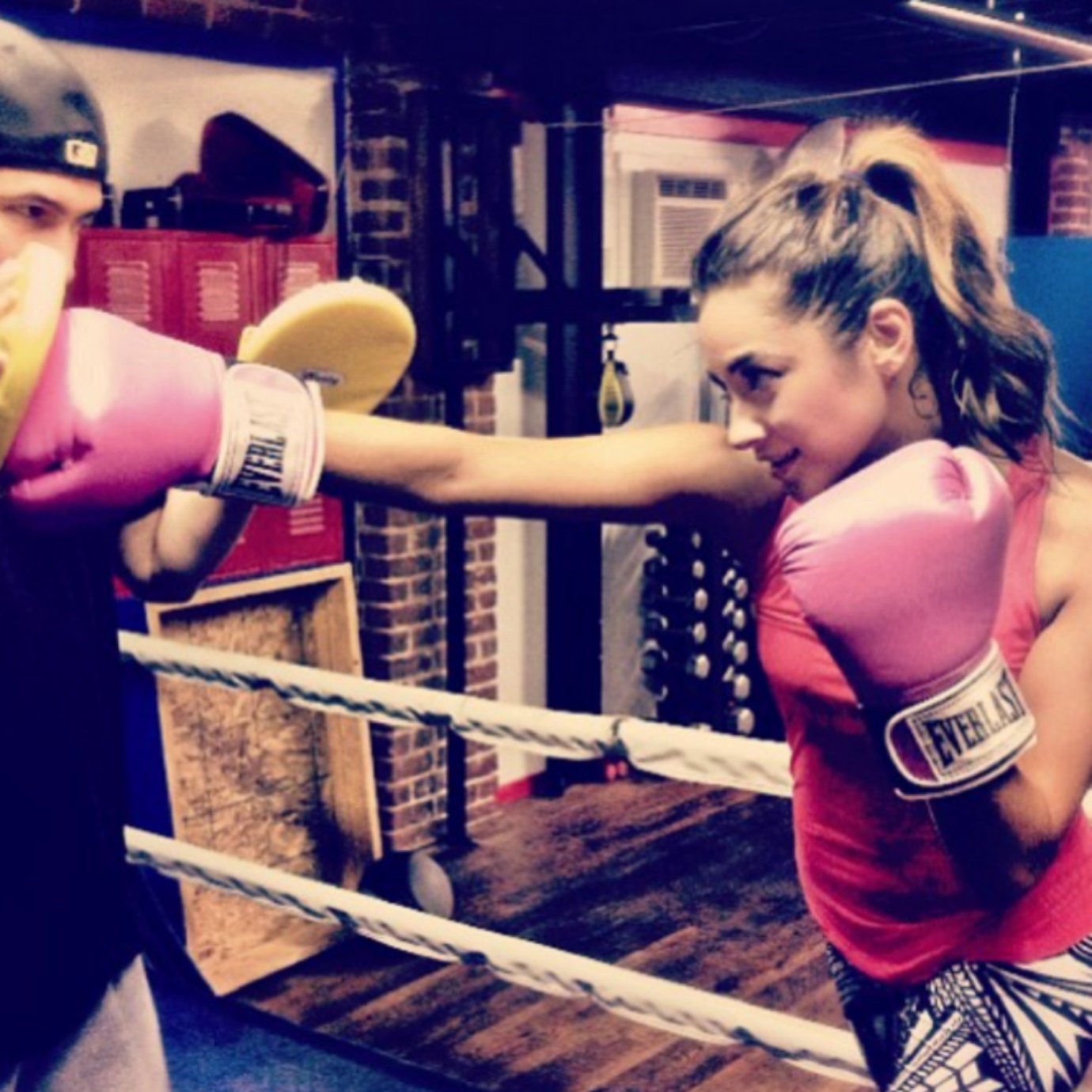 Shay Mitchell Doing Boxing Mitt Work