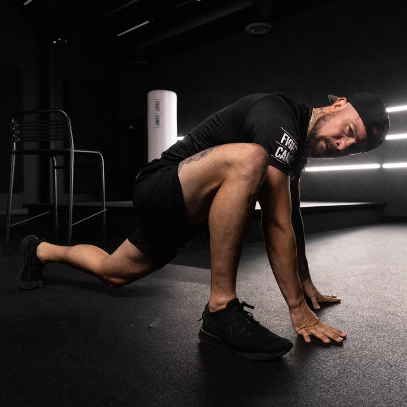 Aaron Swenson Doing a Runner's Lunge