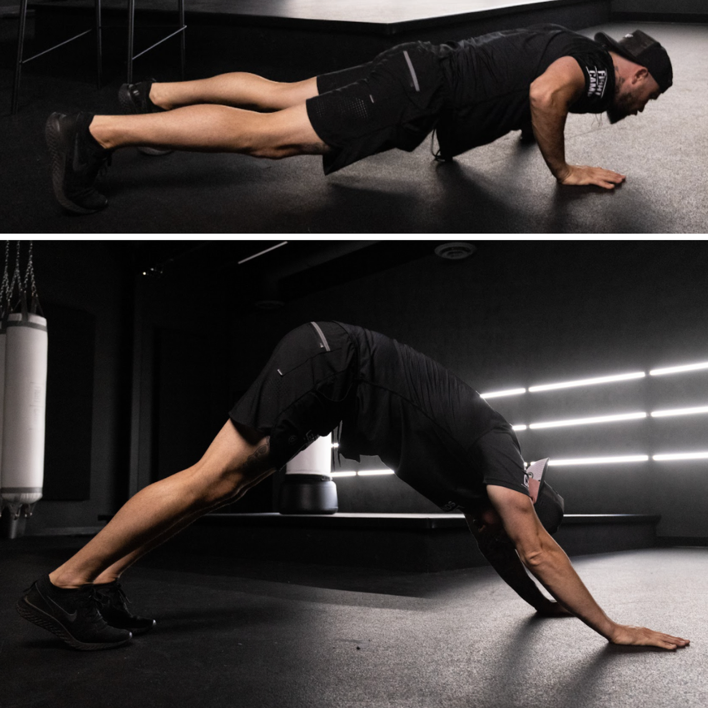 Aaron Swenson Doing a Push-Up Into a Downward Dog