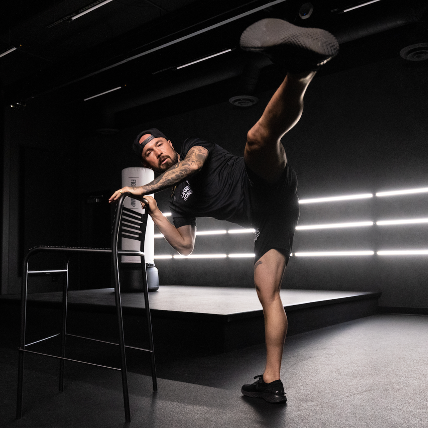 Aaron Swenson Doing Leg Swings