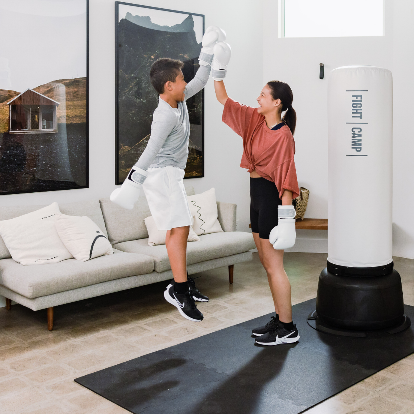 Kids having fun while boxing