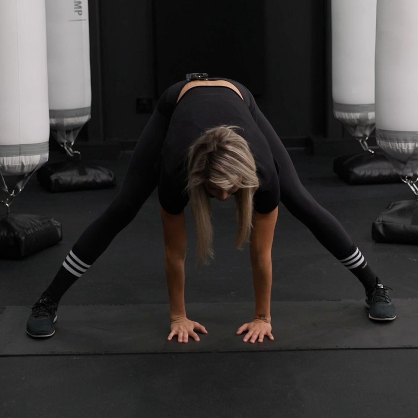 Shanie Smash Doing a Hands to the Floor Stretch
