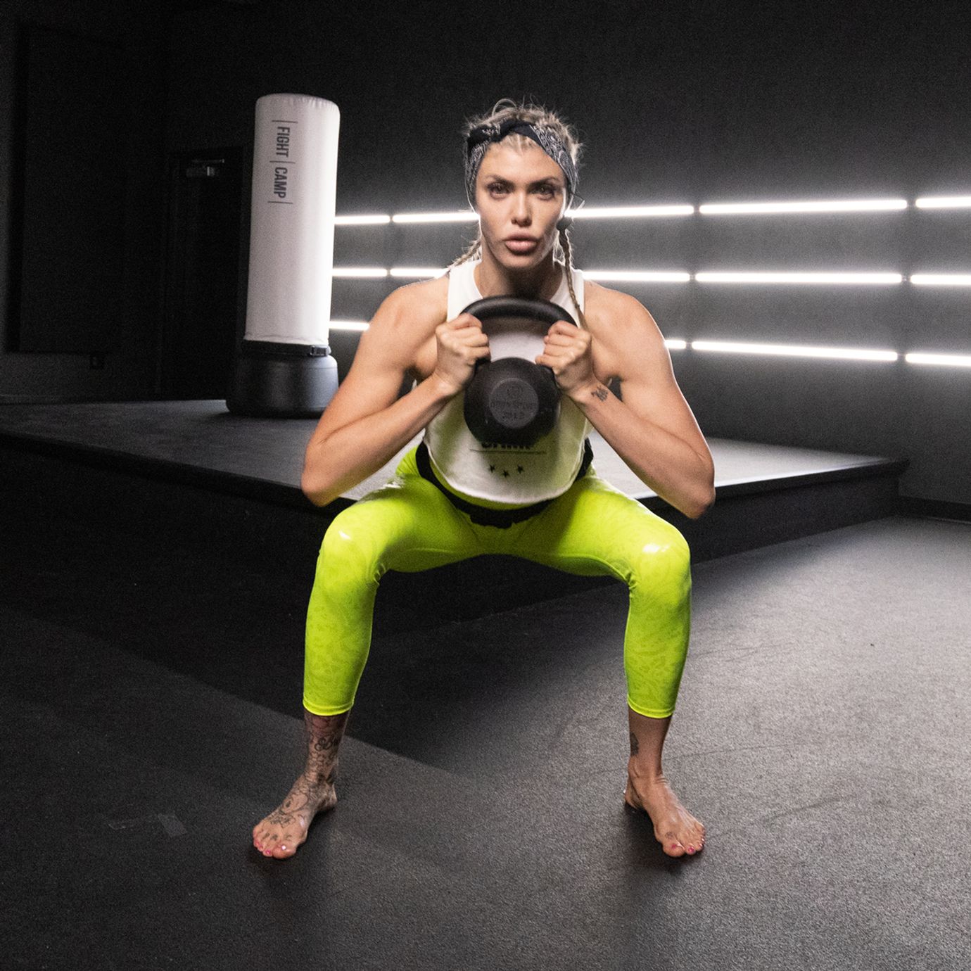 Shanie Smash Executing A Kettlebell Goblet Squat