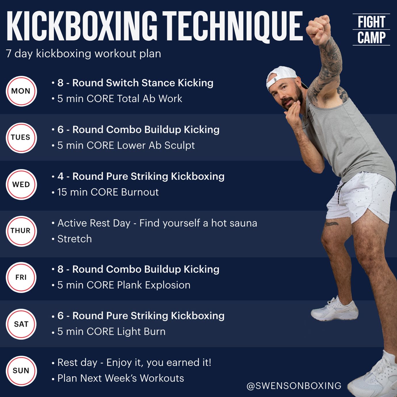 7-Day Kickboxing Technique Workout Program Routine